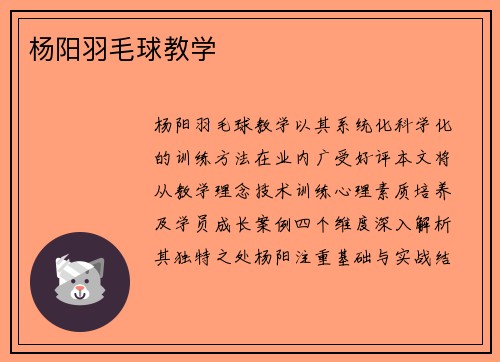 杨阳羽毛球教学