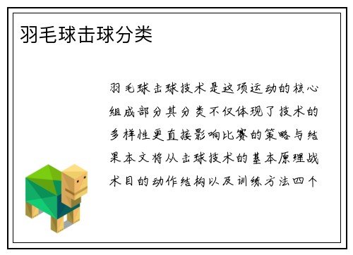 羽毛球击球分类