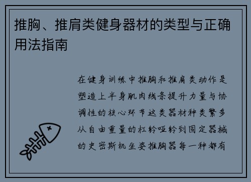 推胸、推肩类健身器材的类型与正确用法指南